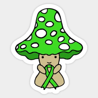 Mushroom holding a big Awareness Ribbon (Green) Sticker